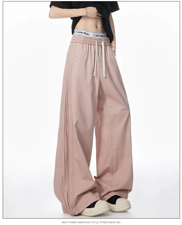 Men's 2025 New American High Street Straight Washed Joggers Detail