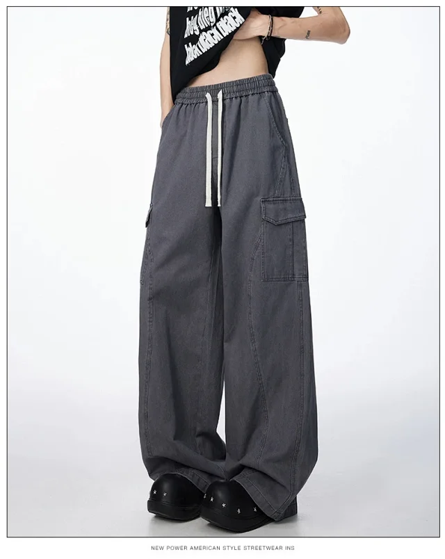 Designer Workwear Unisex New American Sporty Casual Wide-Leg Pants Detail