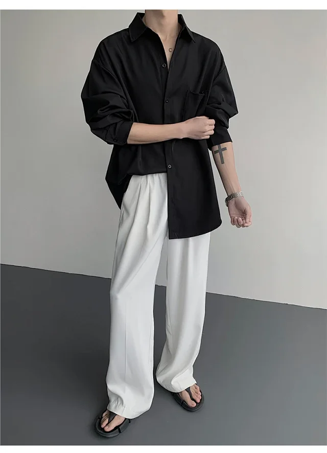 NASA Men's Loose Solid-Long Sleeve Shirt Detail