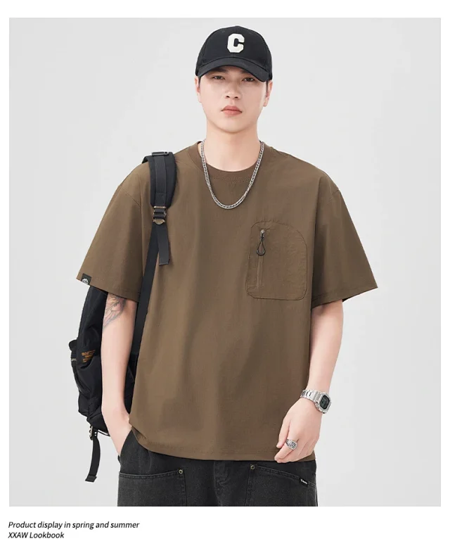 Japanese Workwear Men's T - Shirt 2025 Summer Detail