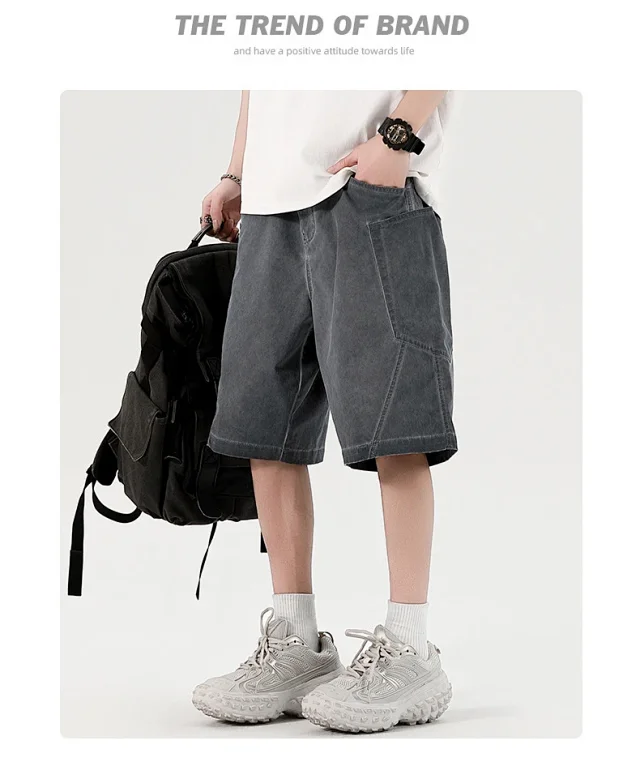 Men's Retro Denim Shorts Detail