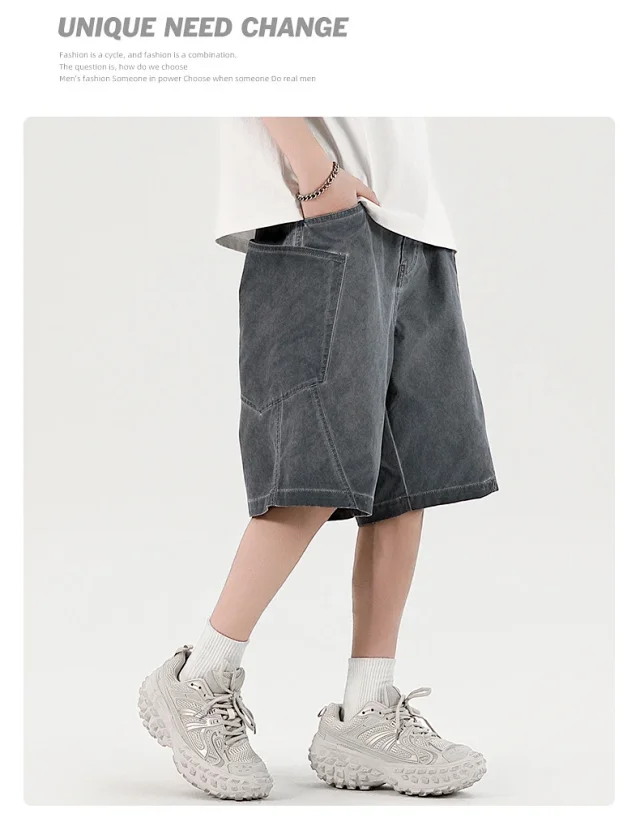 Men's Retro Denim Shorts Detail