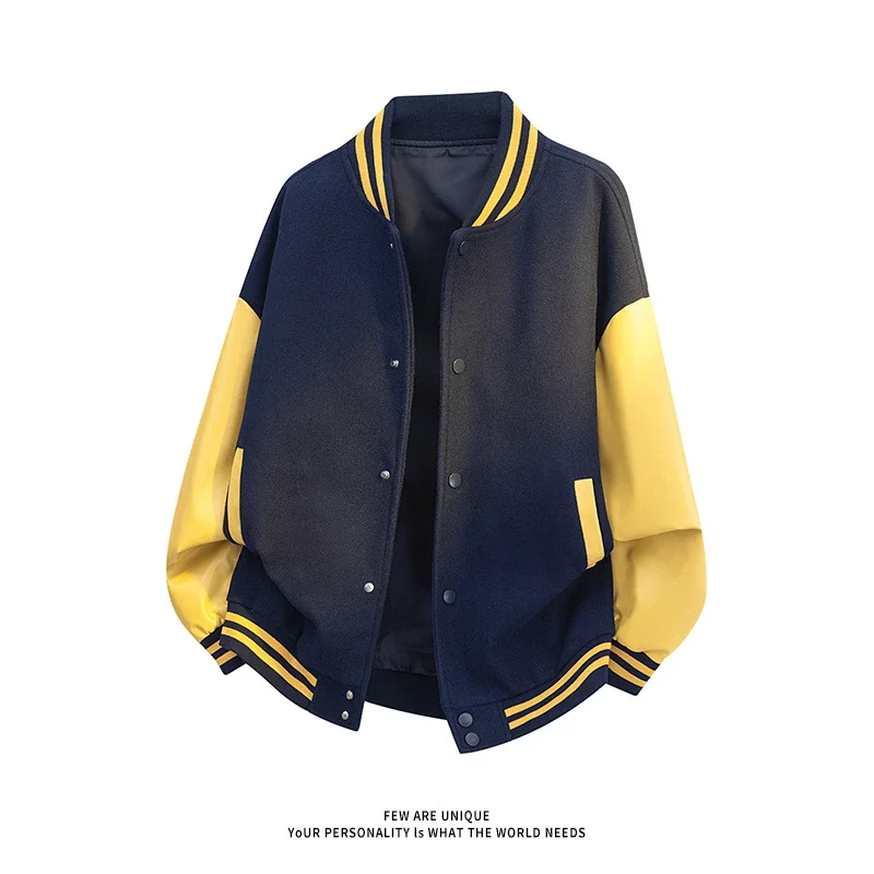 Men's Retro PU - Leather Baseball Jacket