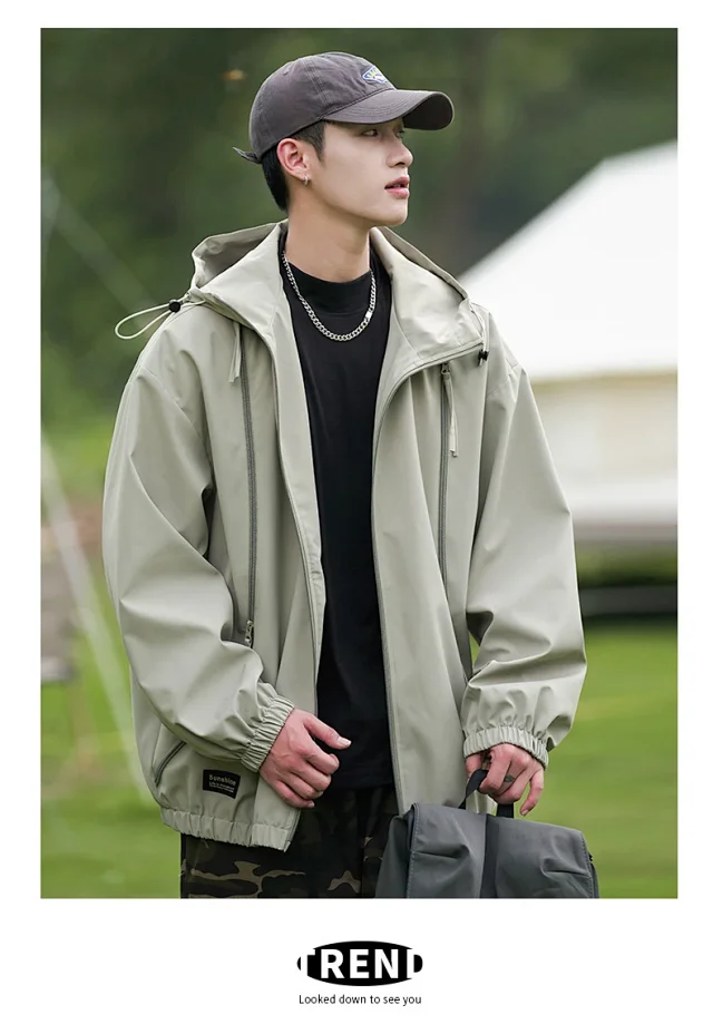 Spring/Autumn New Jackets Unisex Hooded Outerwear Detail