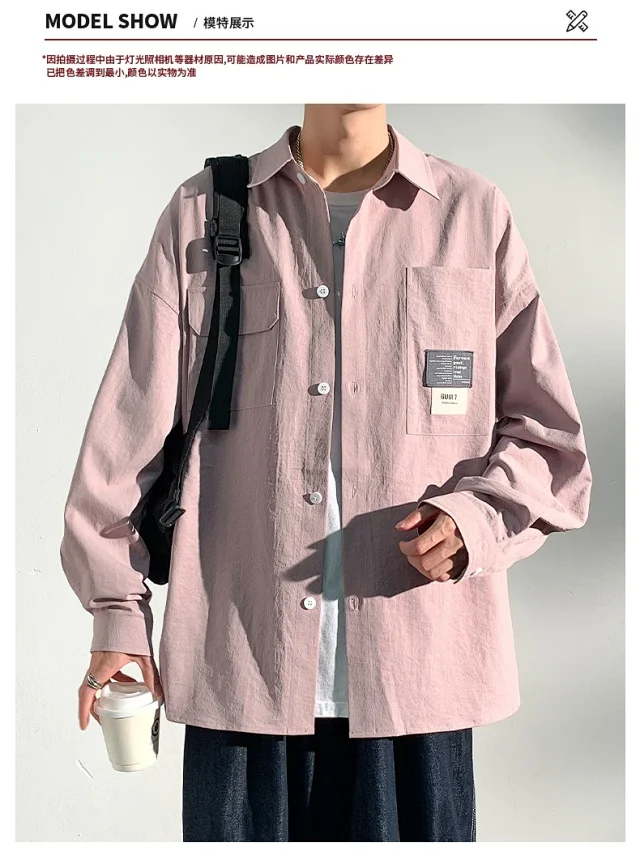 2025 Autumn Hong Kong Style Men's Workwear Shirt Detail