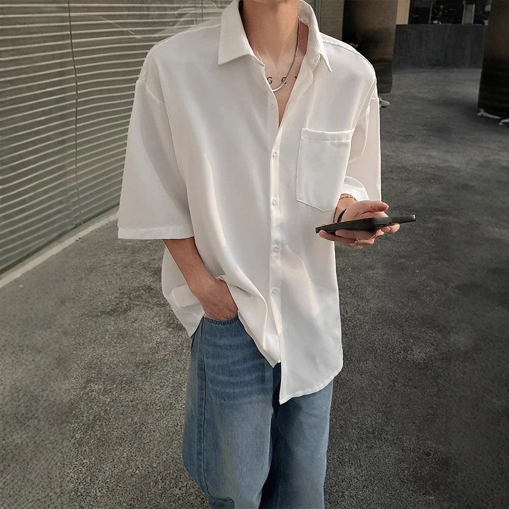 New Solid Ice Silk Shirt Coat