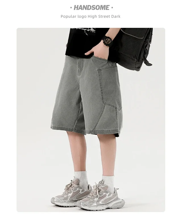 Men's Retro Denim Shorts Detail