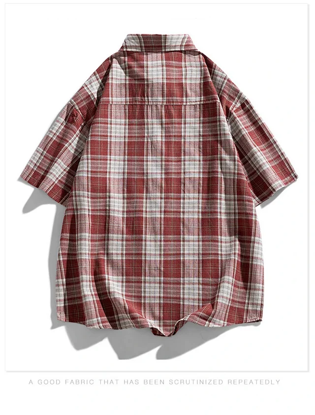 Retro Checkered Couple's Short-sleeve Shirt Detail