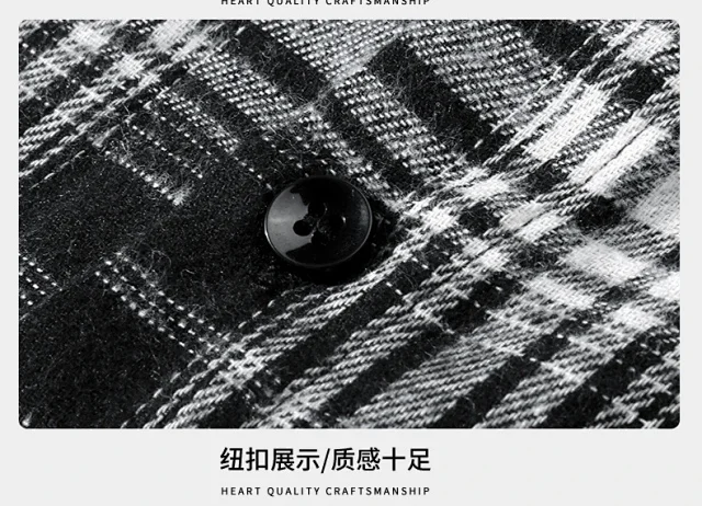 Autumn/Winter New Loose Hong Kong Style Plaid Shirt Detail