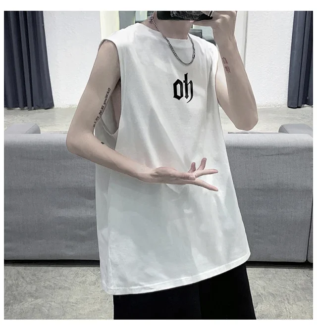 Men's Cotton Sleeveless Gym Tank Top Detail