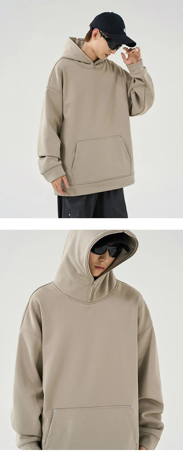 Men's Hoodie with Fleece Detail