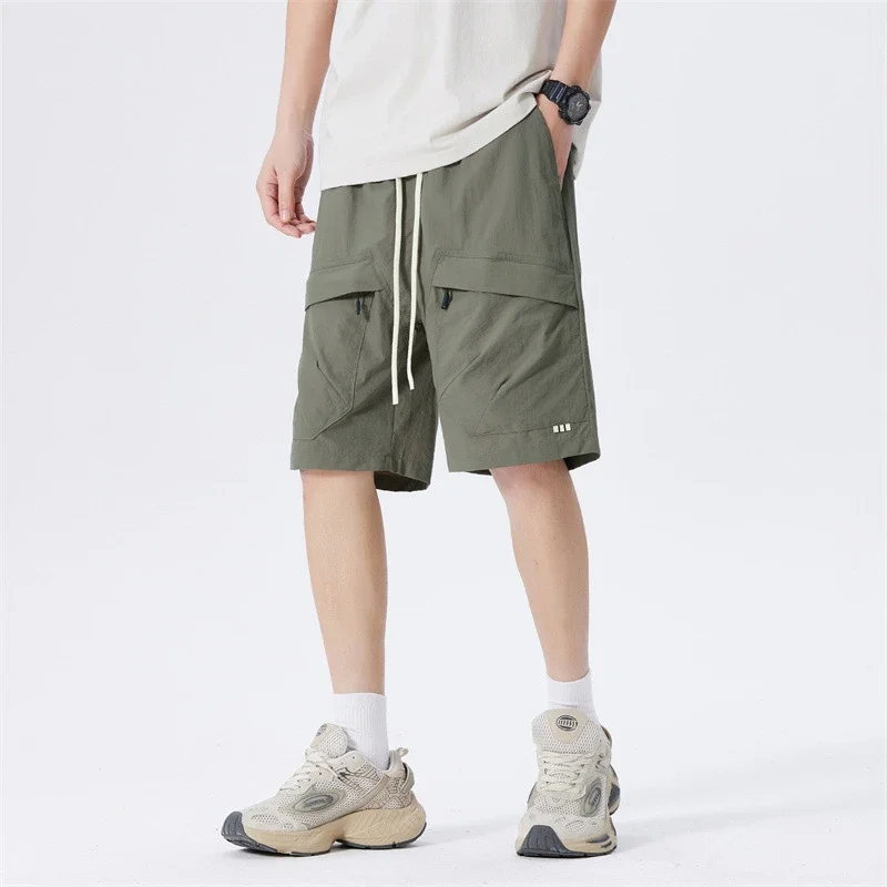 2025 Summer American Parachute Shorts for Men in Loose Straight Style with Multiple Pockets