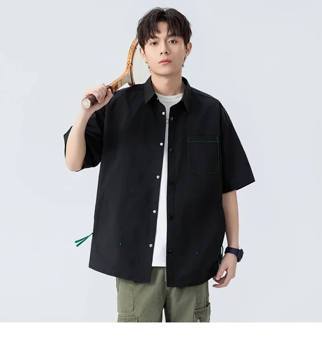 Men's Summer Short-sleeve Hong Kong-style Shirt Detail
