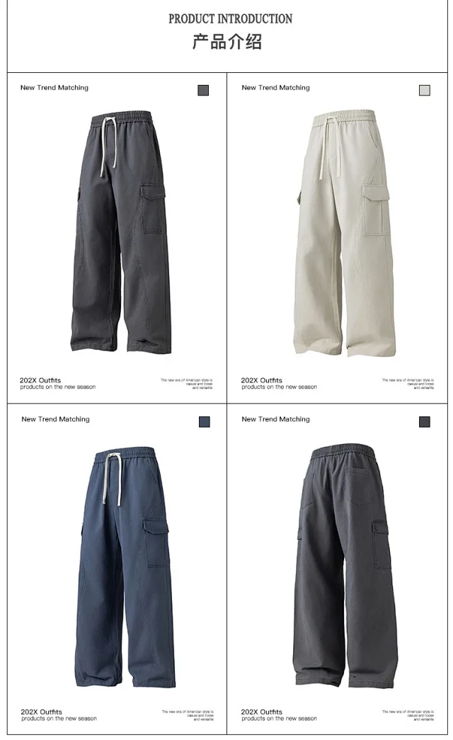 Designer Workwear Unisex New American Sporty Casual Wide-Leg Pants Detail