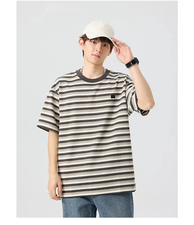 2025 Men's Striped Color - Blocked Tee Detail