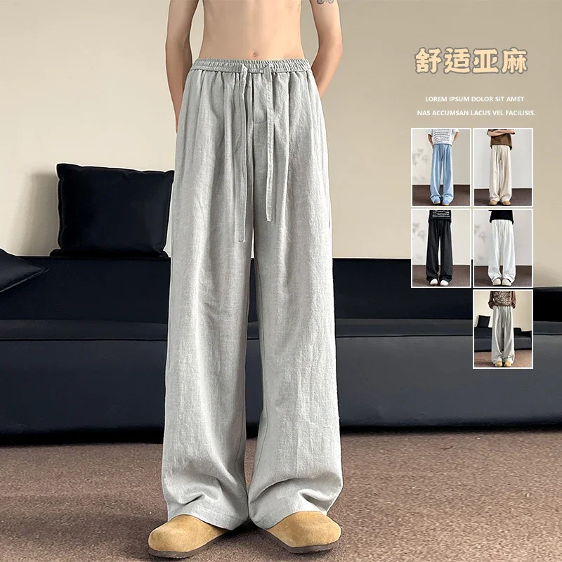 Men's Linen Retro Wide - leg Pants