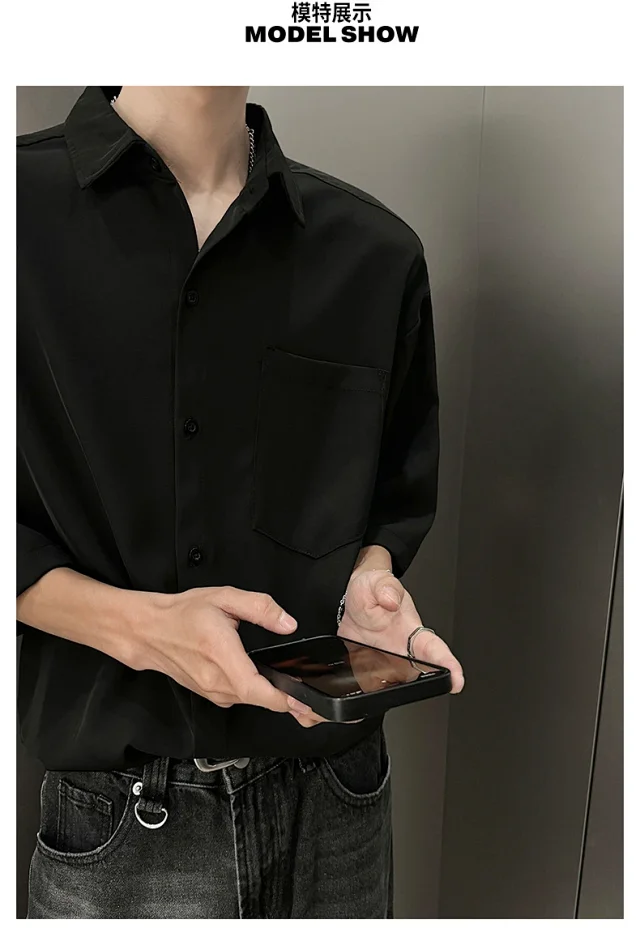New Solid Ice Silk Shirt Coat Detail