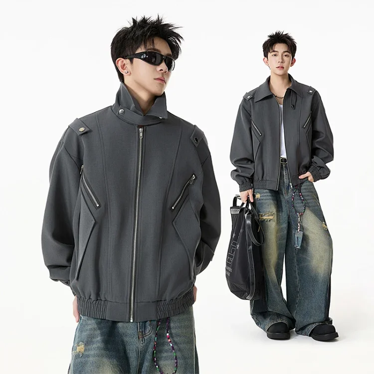 Men's Retro Flight Jacket with Zip Design