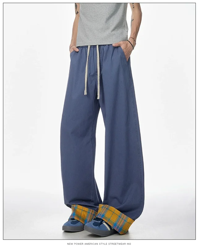 Men's Retro Loose Plaid Pants Detail