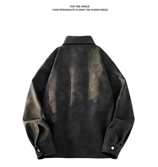 2025 Spring Tie-Dye PU Biker Jacket Detail