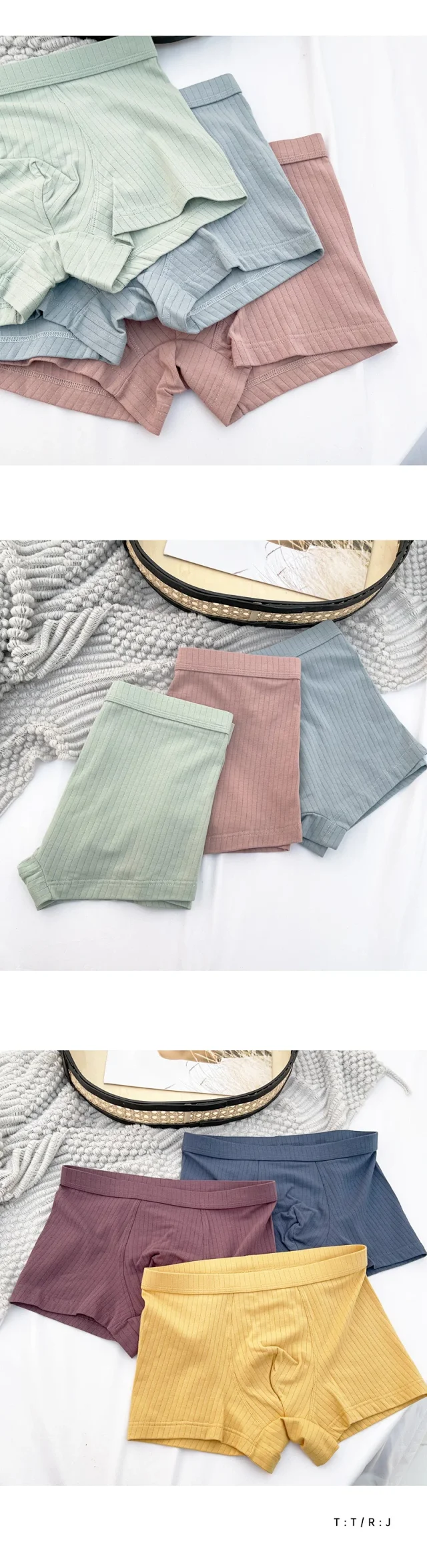 Men's Cotton Breathable Striped Boxer Briefs Detail