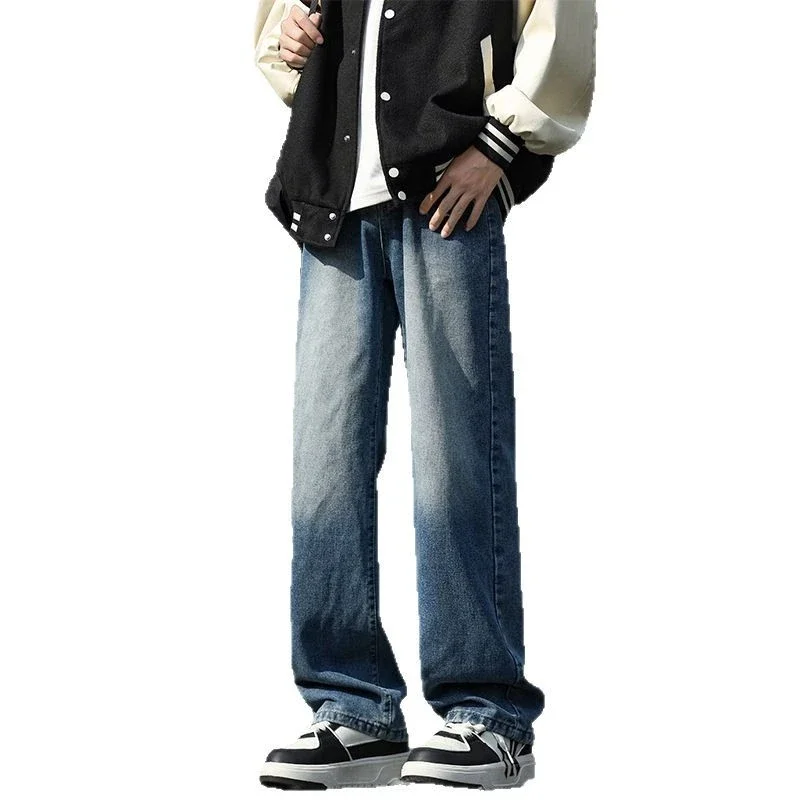 NASA Men's Spring/Fall Washed Straight Jeans (Unisex)