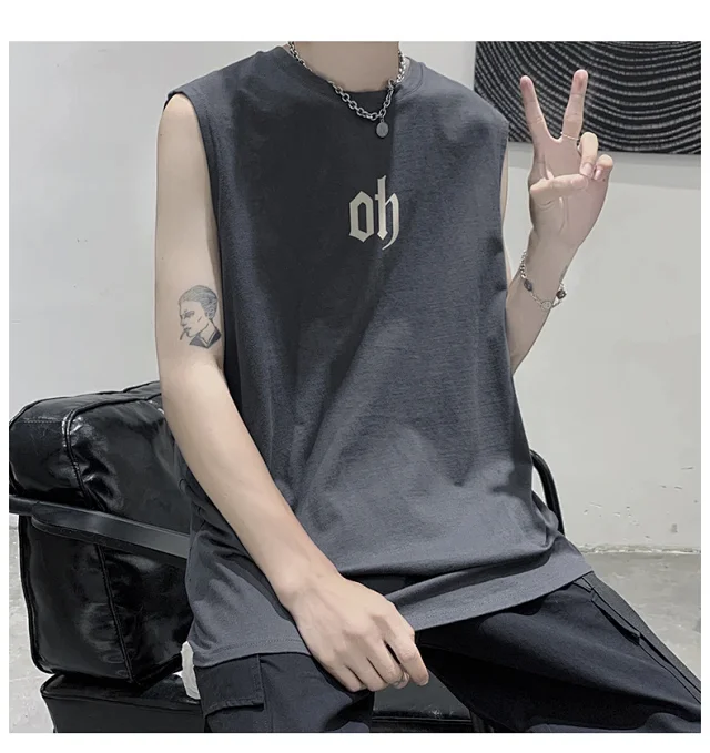 Men's Cotton Sleeveless Gym Tank Top Detail