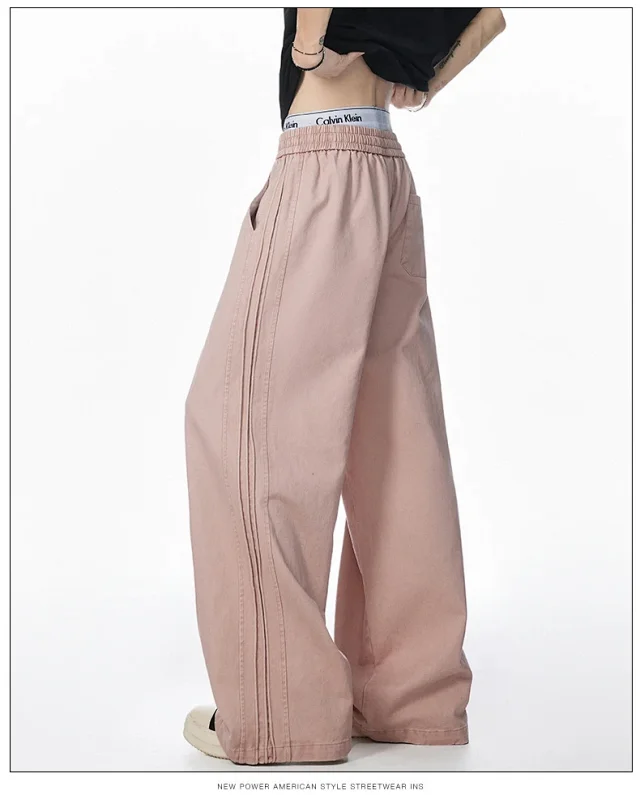 Men's 2025 New American High Street Straight Washed Joggers Detail
