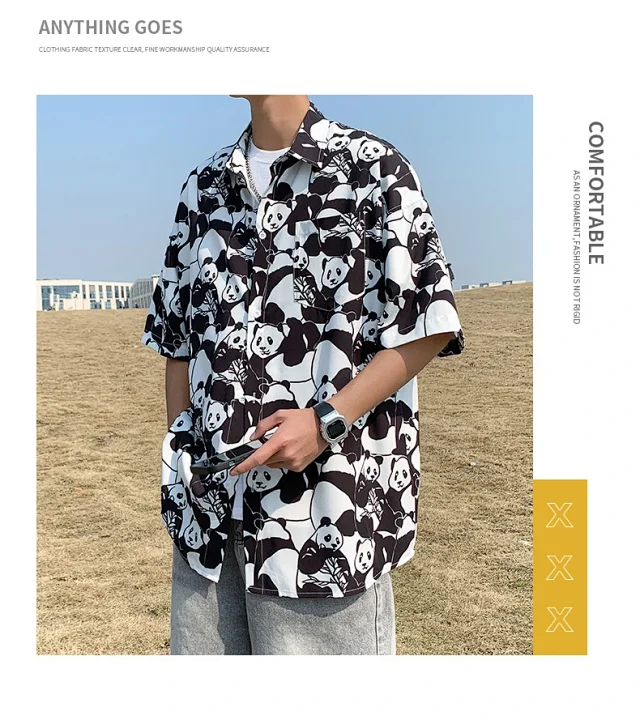 Trendy Floral Shirt (Unisex, Summer, Loose, Ice Silk, Couple, Unique Design) Detail