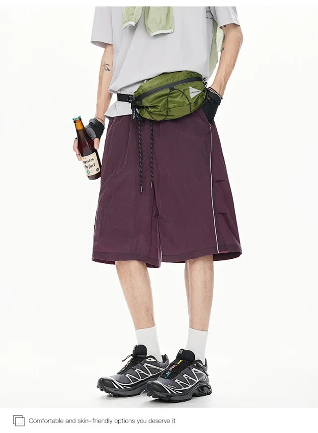 2025 Summer Men's Loose Reflective Shorts Detail