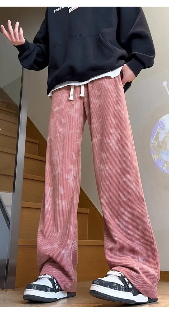 Pink Autumn Retro Wide-Leg Trousers Detail
