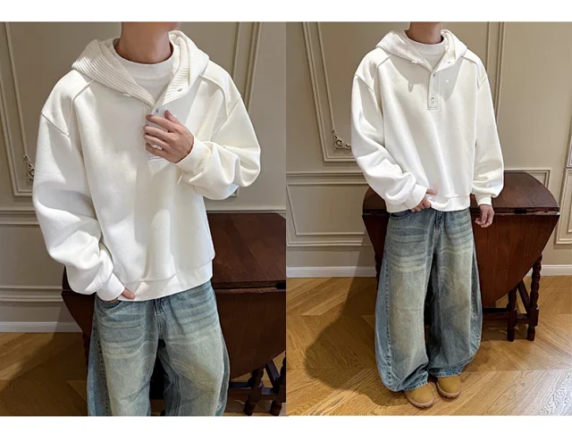 Men's Vintage Knit Hoodie Detail