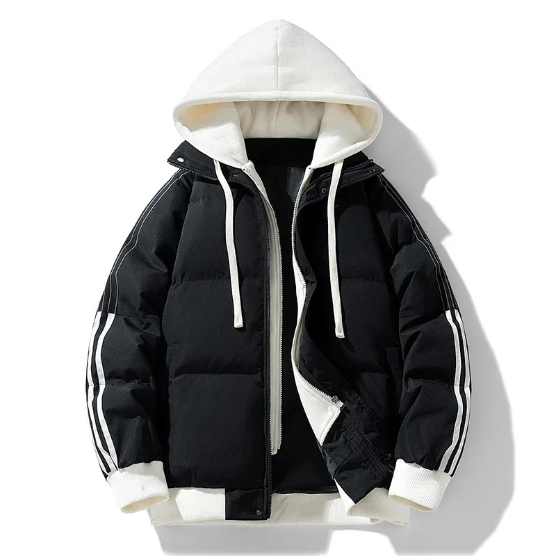 Unisex Loose Winter Hooded Puffer (Faux 2-in-1)