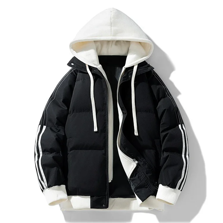 Unisex Loose Winter Hooded Puffer (Faux 2-in-1)