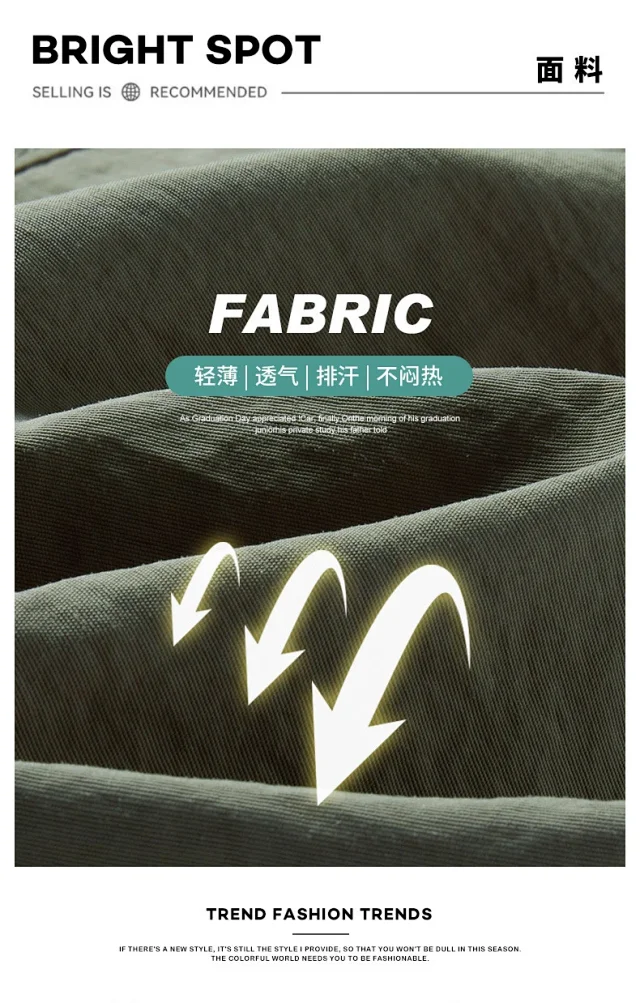 2025 Summer American Parachute Shorts for Men in Loose Straight Style with Multiple Pockets Detail