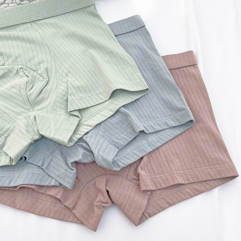 Men's Cotton Breathable Striped Boxer Briefs