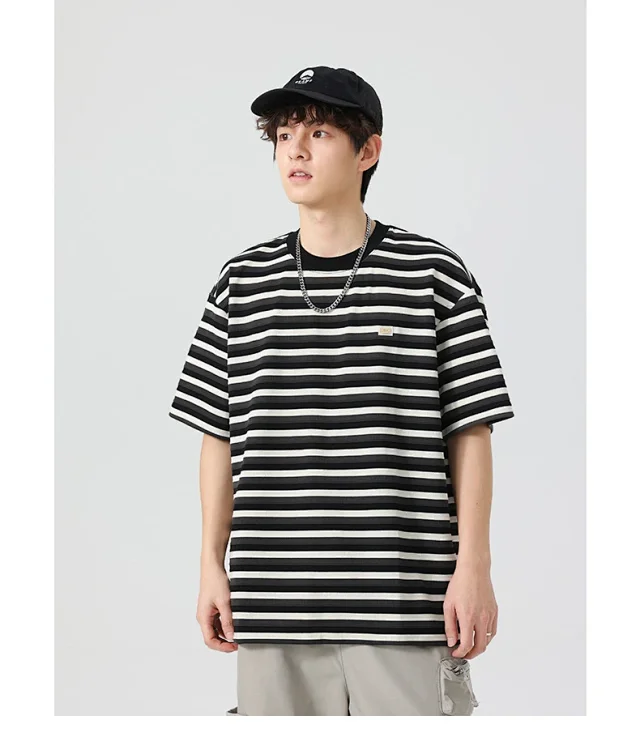 2025 Men's Striped Color - Blocked Tee Detail