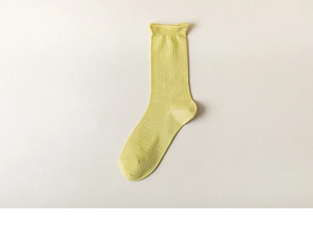 Summer Women's Mid-Calf Breathable Combed Cotton Solid College Style Ins Mesh Heap Socks Detail