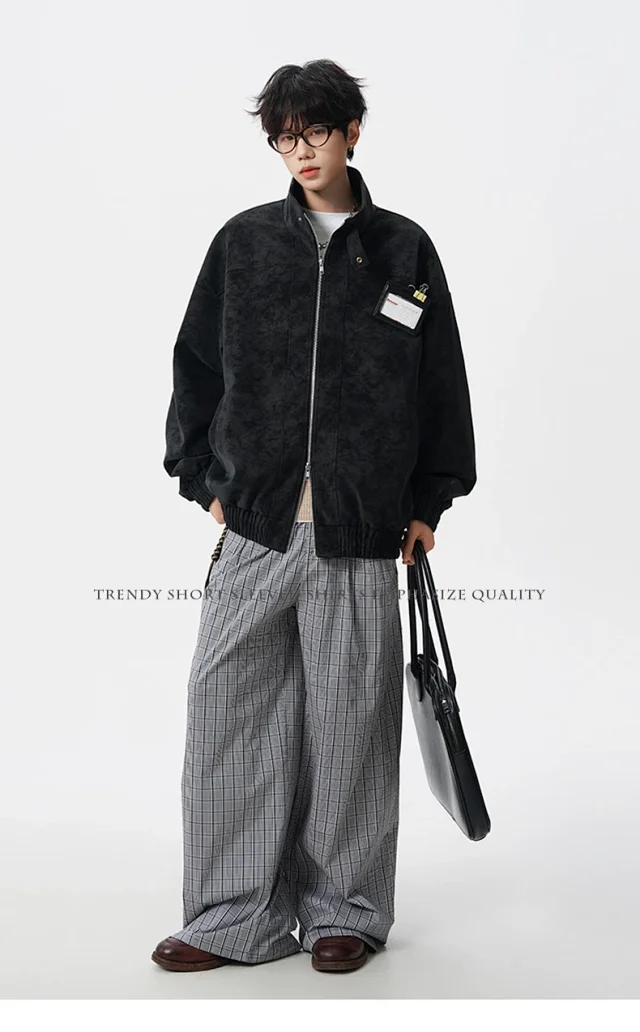 Men's Leather Jacket with YKK Zipper Detail