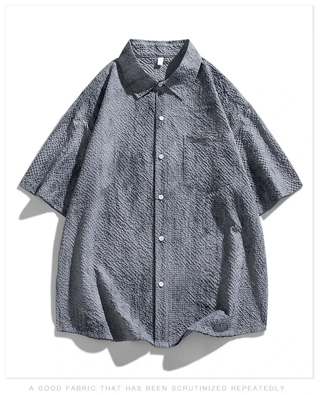 Summer New American Retro Short Sleeve Shirt Unisex Detail