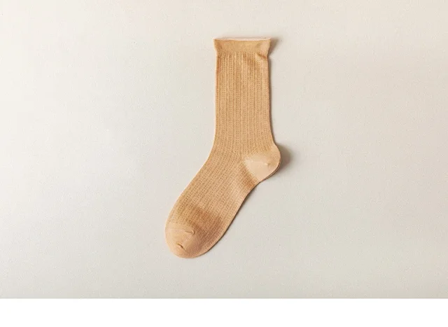 Summer Women's Mid-Calf Breathable Combed Cotton Solid College Style Ins Mesh Heap Socks Detail