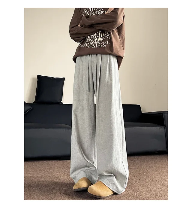Men's Linen Retro Wide - leg Pants Detail