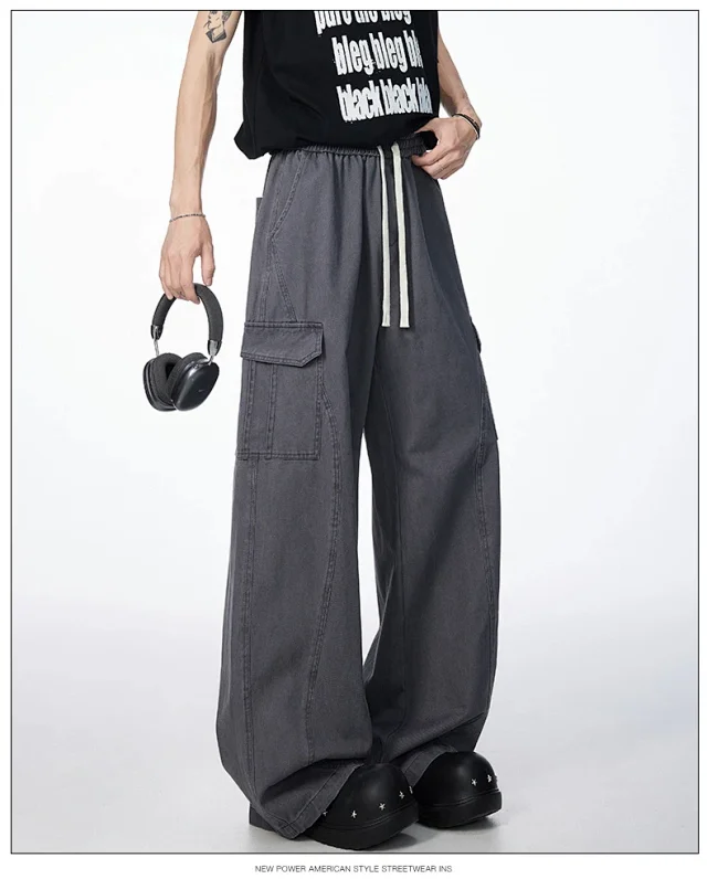 Designer Workwear Unisex New American Sporty Casual Wide-Leg Pants Detail
