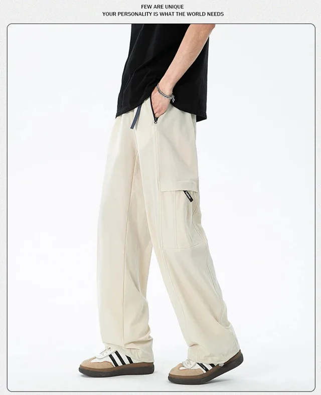 Unisex 2025 Summer Thin Loose Straight Cargo Pants Detail