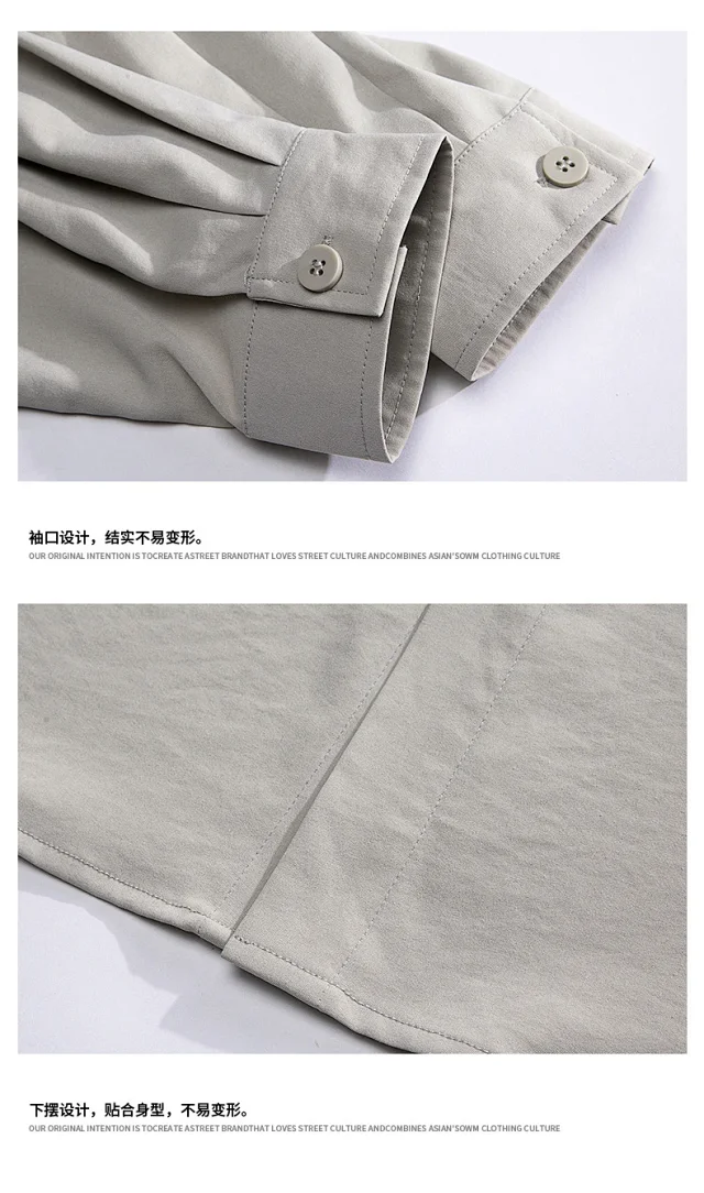 2025 Autumn Hong Kong Style Men's Workwear Shirt Detail