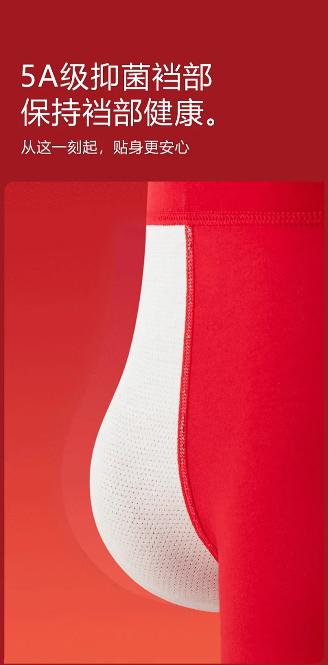 Red Cotton Men's Dragon Briefs Detail