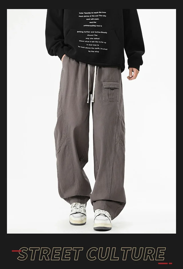 NASA Japanese Trendy Men's Cotton Cargo Pants Detail