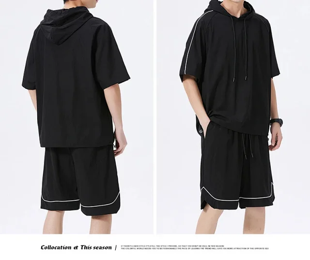 Summer Men's Hoodie & Shorts Set Detail