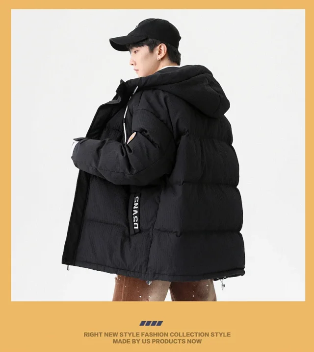 Men's Winter White Down Puffer Jacket Detail