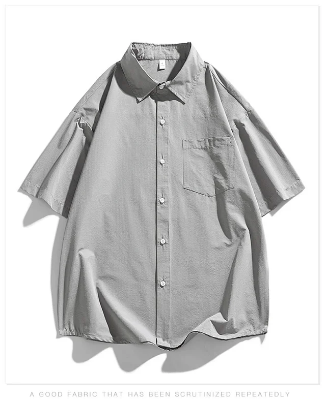 2025 Summer Hong Kong Style Couple's Loose Shirt Detail